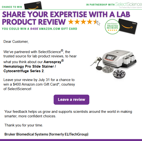 Aerospray&reg; TB Slide Review Email SelectScience&reg; June-July 2025