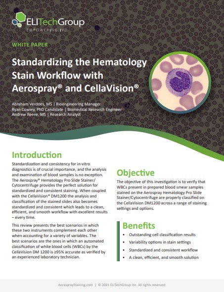 Standardizing the Hematology Stain Workflow with Aerospray&reg; and CellaVision&reg;